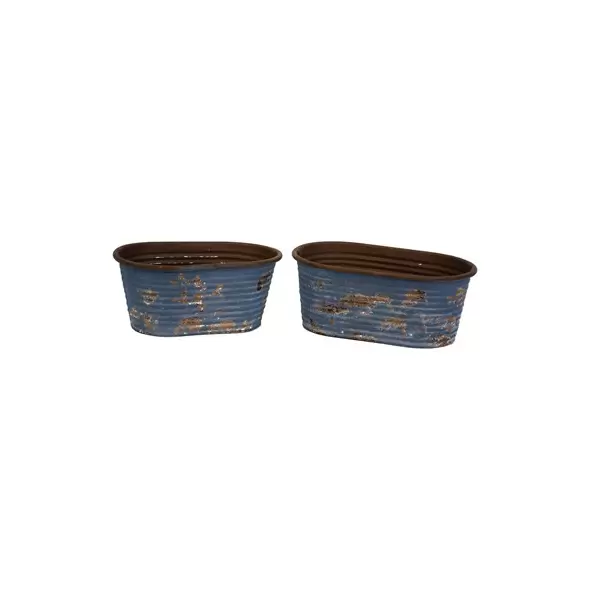 WSP Tubs Oval Set Of 2 Distressed Blue