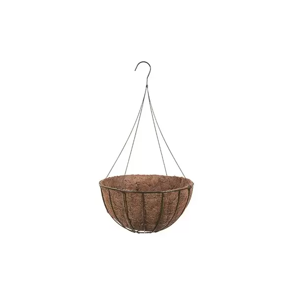 WSP 14" Wire Grow Basket With Coco Liner & 4 Leg Wire Hanger Black