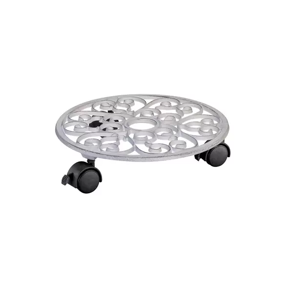 Wagner White Cast Iron Plant Caddy