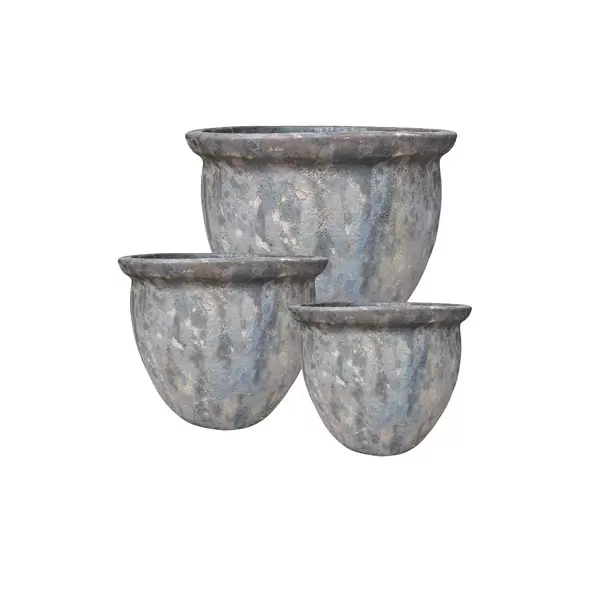 MCarr 3pc Flat Rim Round Planter Pallet Full Volcanic Brown