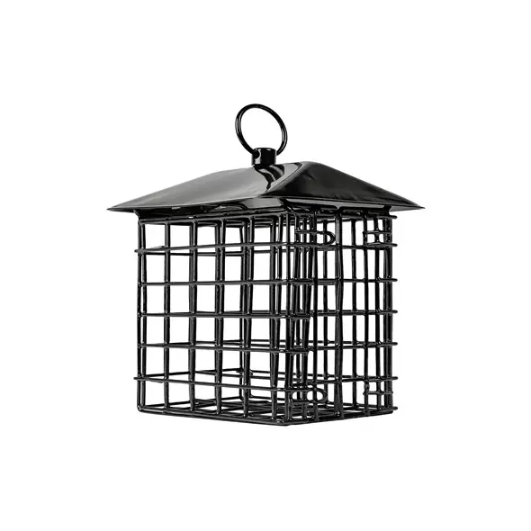 Natures Way Metal Suet Cage Bird Feeder w/ Roof 2 Cake Black