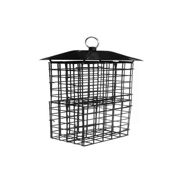 Natures Way Metal Suet Cage Bird Feeder w/ Roof 4 Cake Black