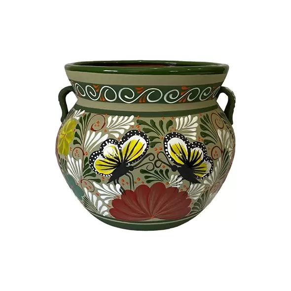 Talavera 12" Bella Especial Michoacana Pot Green