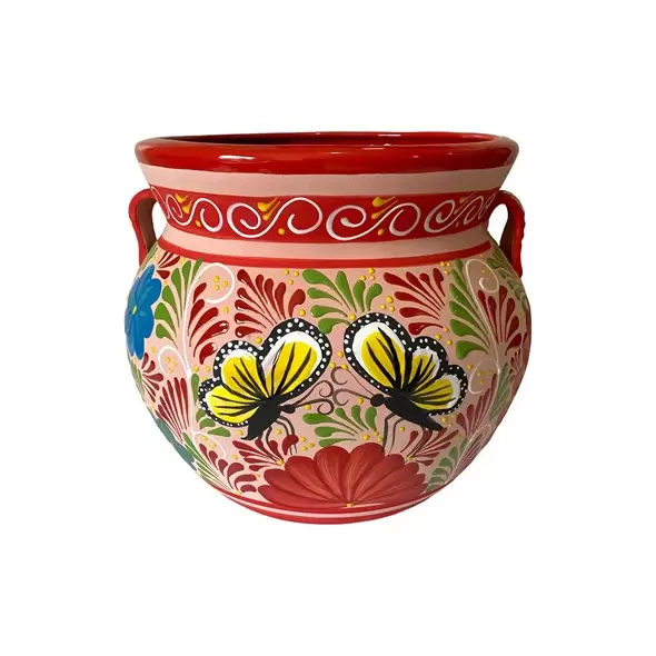 Talavera 12" Bella Especial Michoacana Pot Red