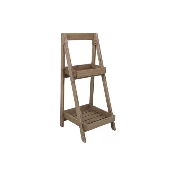 VCS 27" Brown Wood Step Plant Stand