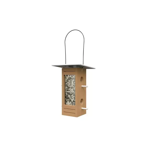 Woodlink Nordic Tall Hopper Feeder with Teak Finish White Metal Roof