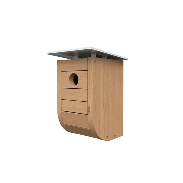 Woodlink Nordic Modern Bluebird House with Teak Finish White Metal Roof