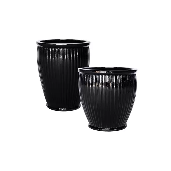 MCarr 30pc Ribbed Round Planter Pallet Glossy Black