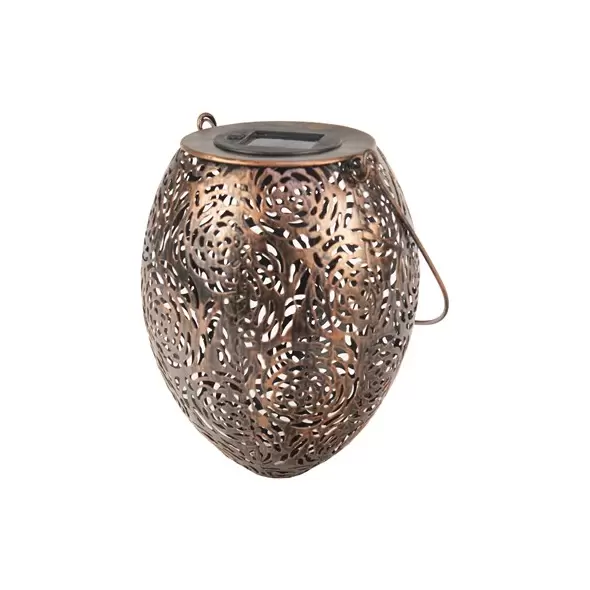 E-V Rose Silhouette Bronze Solar Lantern