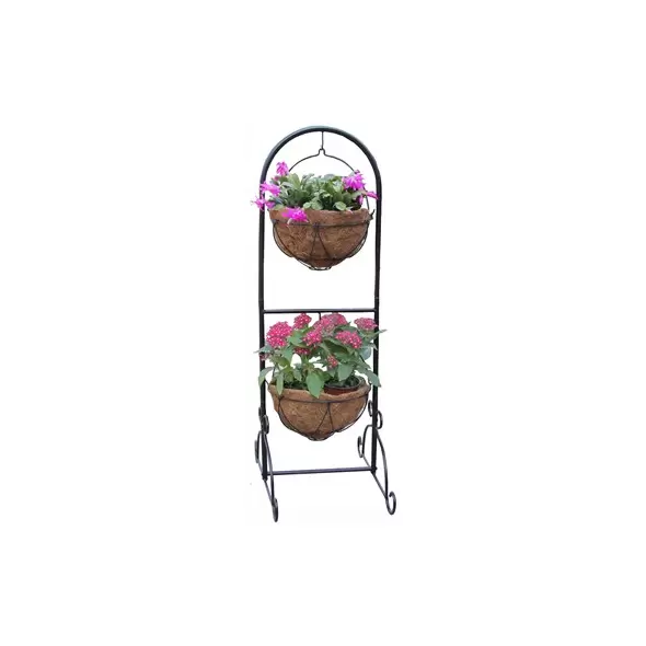 Gardener Select 42" Black 2 Basket Wire Patio Planter 4/CS