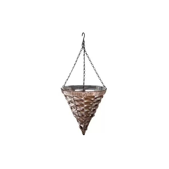 Gardener Select 12" Hanging Basket Cone Coffee Wicker 3 Strand Hanger 6/CS