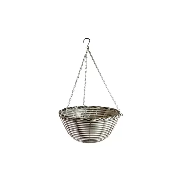 Gardener Select 14"' Round White/Black Plastic Hanging Basket with Stiff Hanger 24/CS