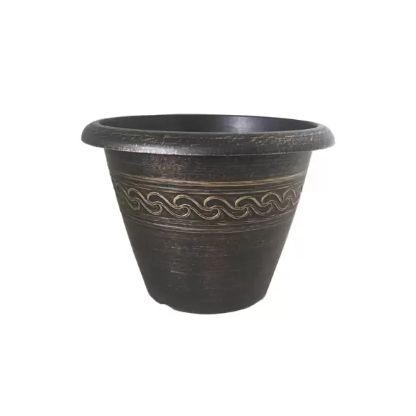Grower Select 16.00 Wave Planter Gold Brush on Black 4.65gal 25/CS - 16in OD x 11.8in H x 8.56in BD