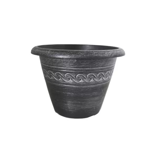 Grower Select 16.00 Wave Planter Silver Brush on Black 4.65gal 25/CS - 16in OD x 11.8in H x 8.56in BD