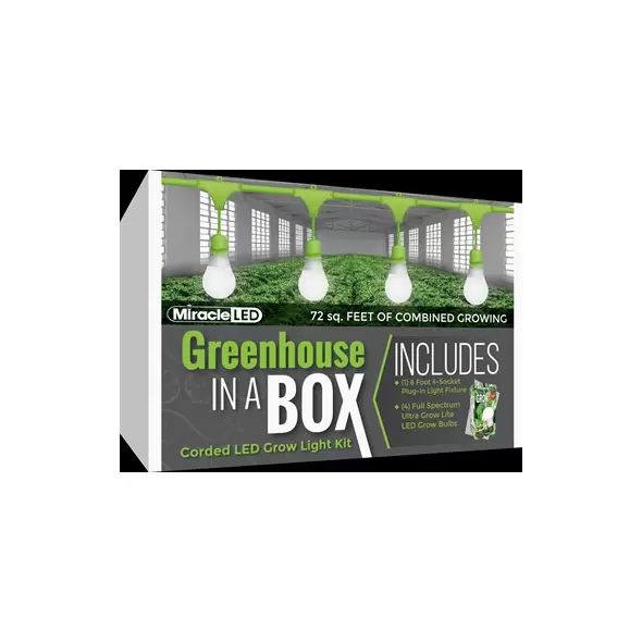 Miracle LED Greenhouse in a Box LED Grow Light Kit, 6-Foot Length, with 4 Ultra Grow Lite Full Spectrum Grow Bulbs