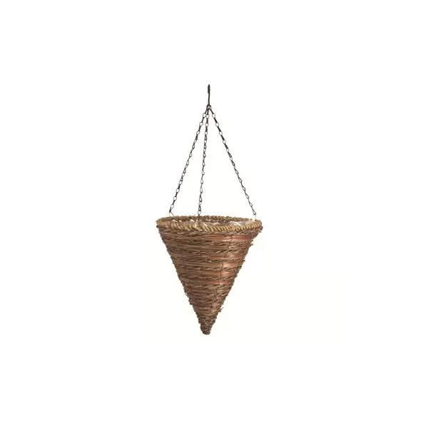 Panacea 12" Rope & Fern Cone Hanging Basket