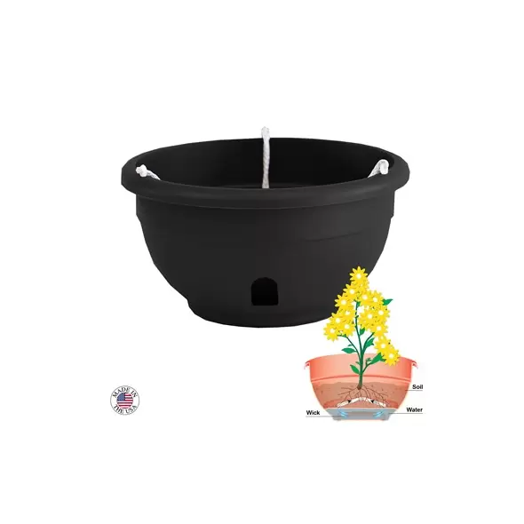 Apollo 12" Eezy Gro Hanging Basket Black