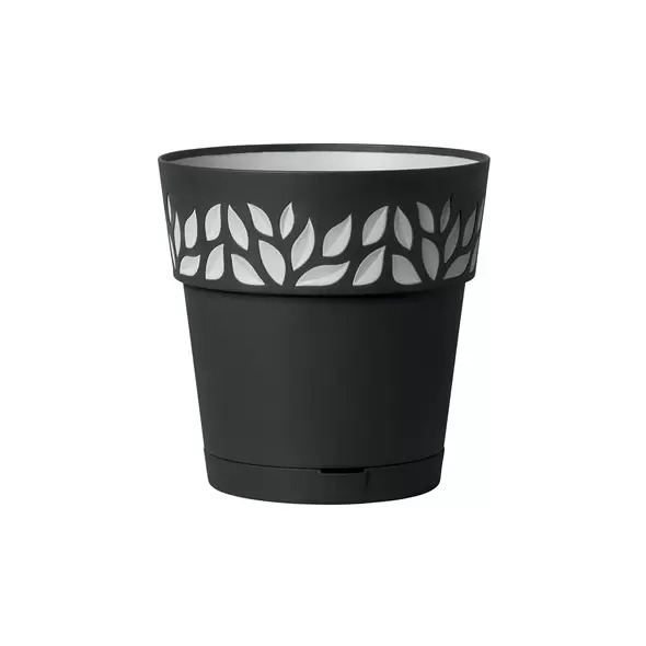 Deroma 9.8" Leaf Pot Premium Plastic Anthracite