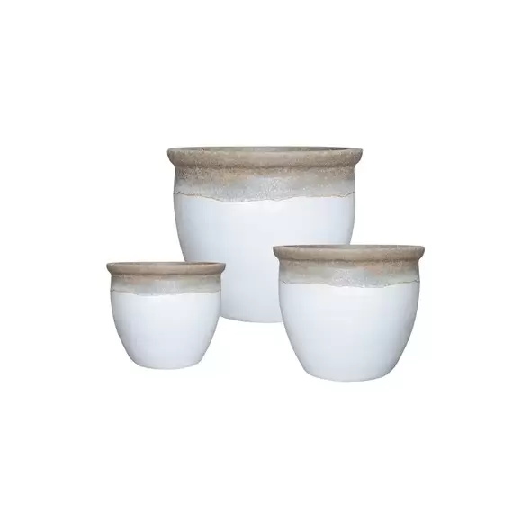 MCarr 3pc Flat Rim Round Planter Pallet Volcanic White