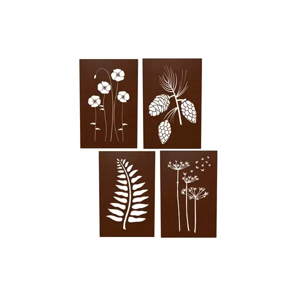 Panacea 11x17" Engraved Rust Botanic Wall Decor