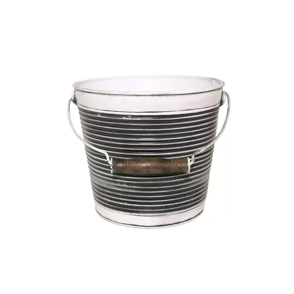 Robert Allen 10" Ribbed w/ Handle Planter Charcoal