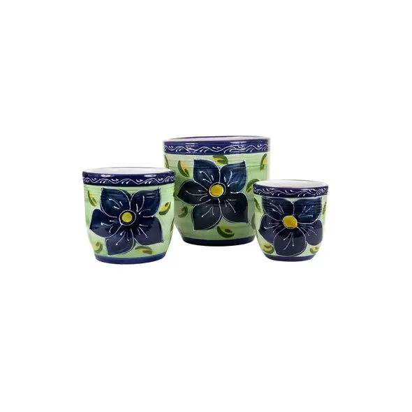 Sun Ceramica Madrid Planter Set of 3 Verde