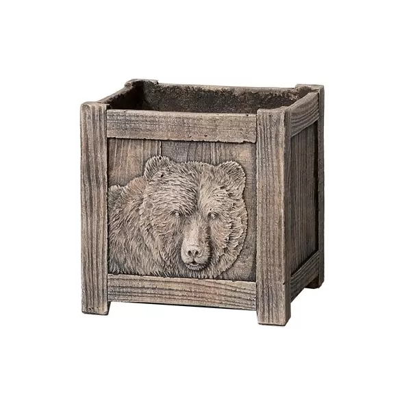 MCarr 3pc Square Bear Planter Set Wood Brown