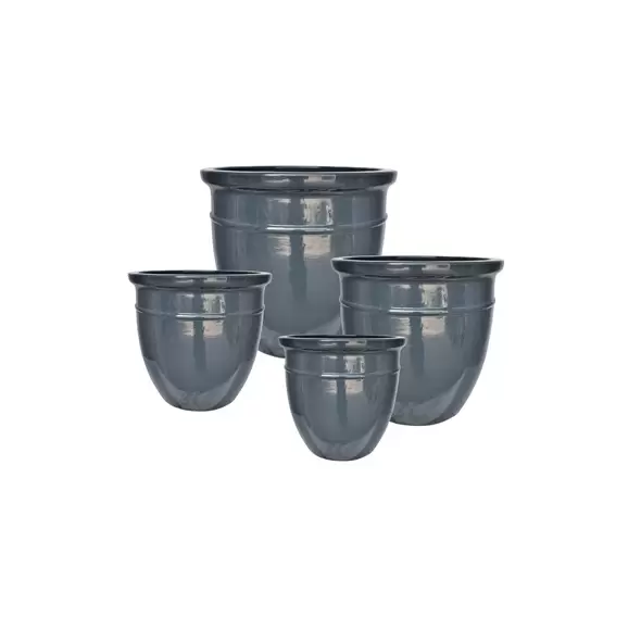 MCarr 16PC Line Round Planter Plt London Gray