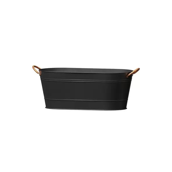 Panacea 16" Modern Farmhouse Oval Washtub Planter Matte Black