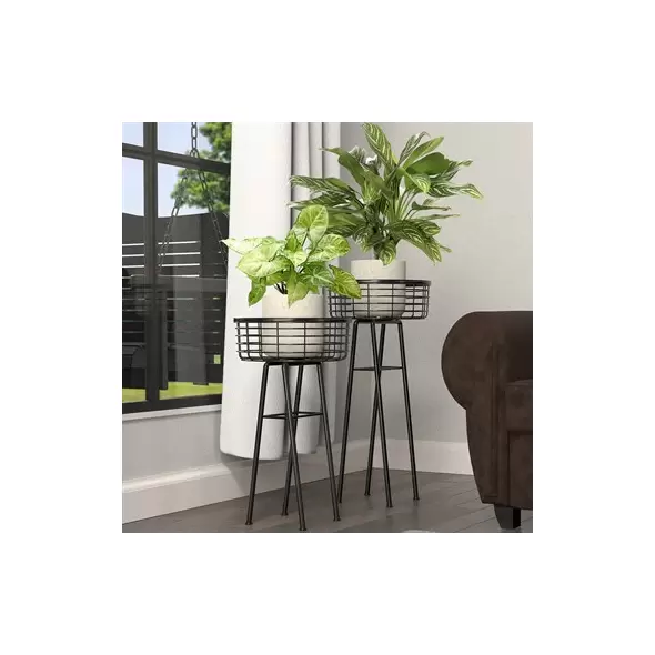 Panacea 20" Modern Farmhouse Wire Basket Plant Stand