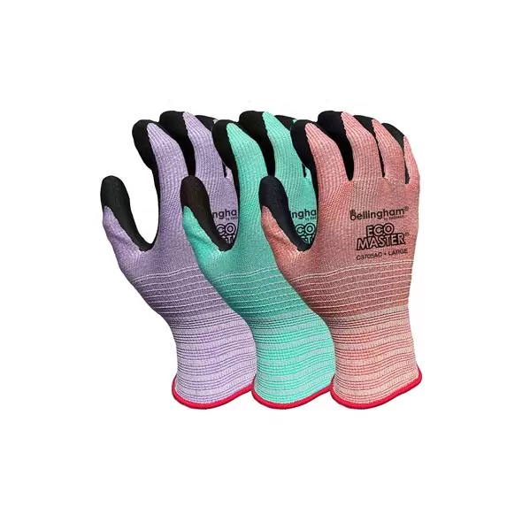 BGC EcoMaster Foam Nitrile Palm Glove M Asst Colors Recy Poly Shell