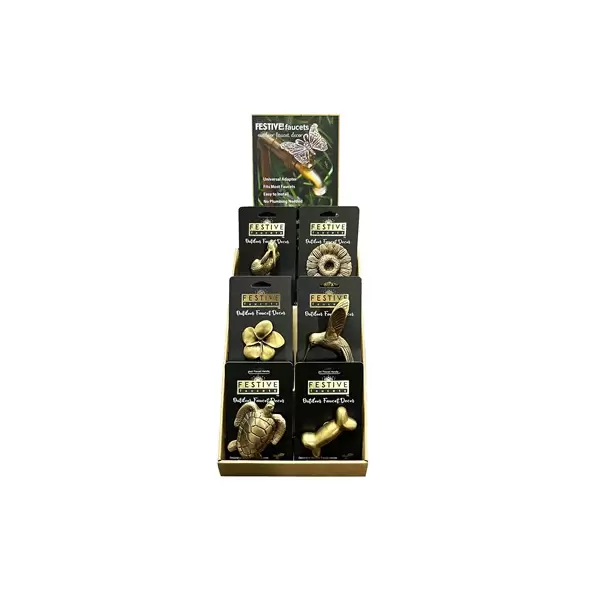 Festive 12pc Faucet Assortment - Festive Faucet Cardboard Counter Display