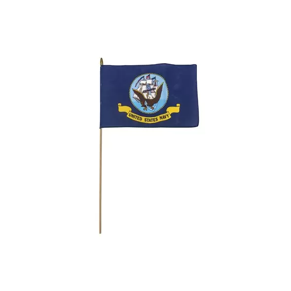FlagZone 12"x18" Navy Poly Cotton Stick Flag