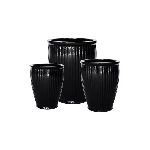 MCarr 15pc Tall Ribbed Planter Pallet Glossy Black