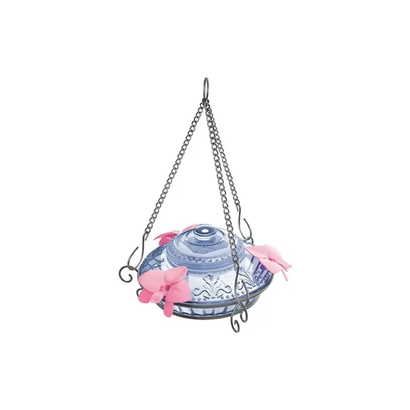 Natures Way 14oz Illuminated Antique Glass Top-Fill Hummingbird Feeder Light Blue