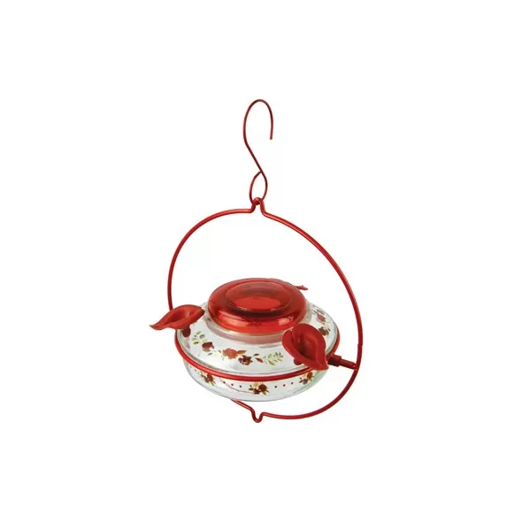 Natures Way 13oz Deco Glass Top-Fill Hummingbird Feeder Crimson Corsage