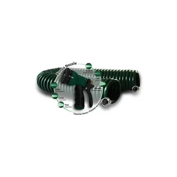 Plastair Springhose W/ Nozzle 50' Hunter Green