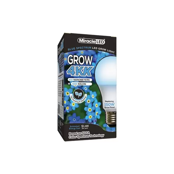 Miracle LED 4KK Grow Light - Blue Spectrum LED - Replaces up to 150W - Grow Bulb for Seed Starting