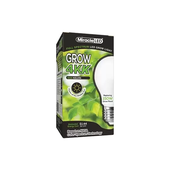 Miracle LED 4KK Grow Light - Full Spectrum LED - Replaces up to 150W - Grow Bulb for DIY Gardening