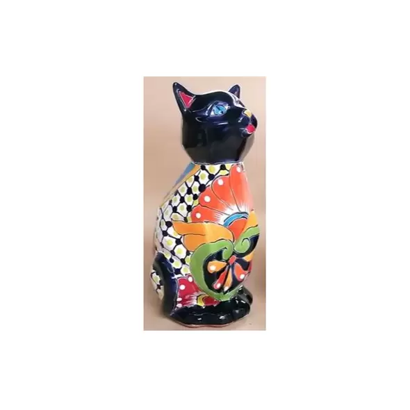 Talavera Cat Geo Statue Sitting