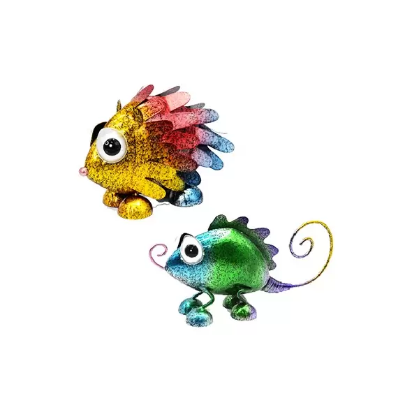 VCS 7" Chameleon & Hedgehog Garden Decor