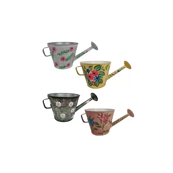 VCS 10" KD Watering Can Planter Hand Painted Floral
