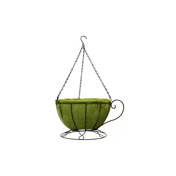 Gardener Select 10" Jute Cup Hanging Basket w/ Green Coco Liner 24/CS
