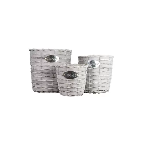 Gardener Select 3pc Grey Wood Round Flower Basket Planter 3/CS