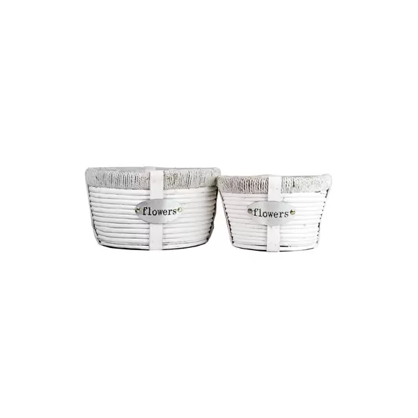 Gardener Select 2pc White Willow Flower Basket Planter 6/CS