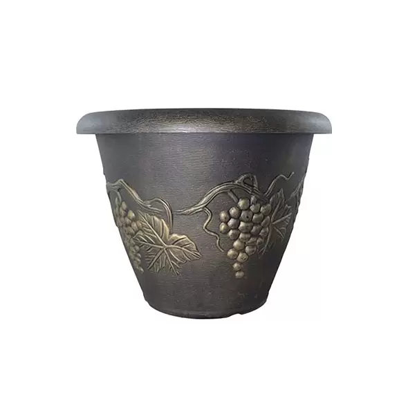 Grower Select 18.00 Grapevine Pot Black With Gold Each 410/PL, 18.11in OD x 18.11in H x 13.78in Base, 10.3Gal