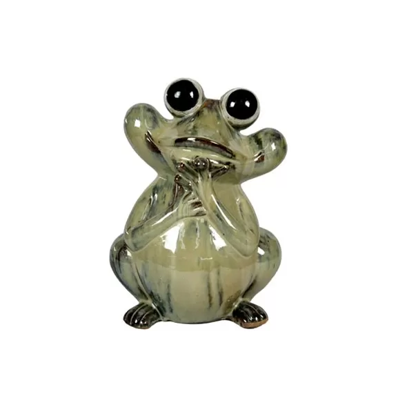 MCarr 16.5" Lg Blushing Frog Ceramic Statue Champagne