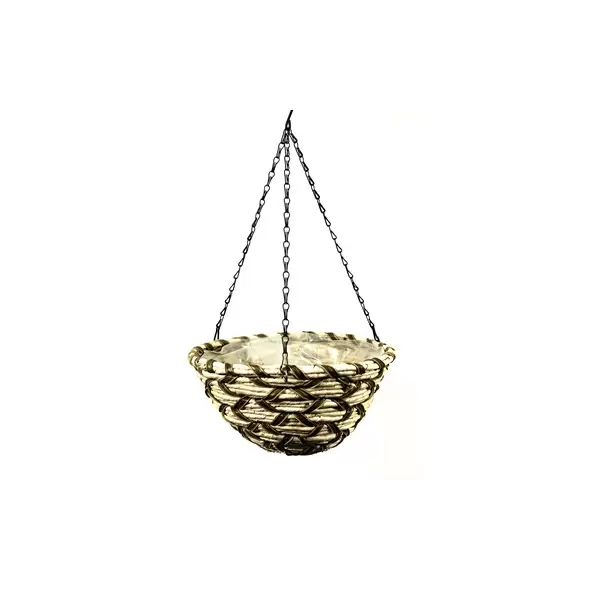 SuperMoss 14" Round Woven Hanging Basket Natural Snowbird