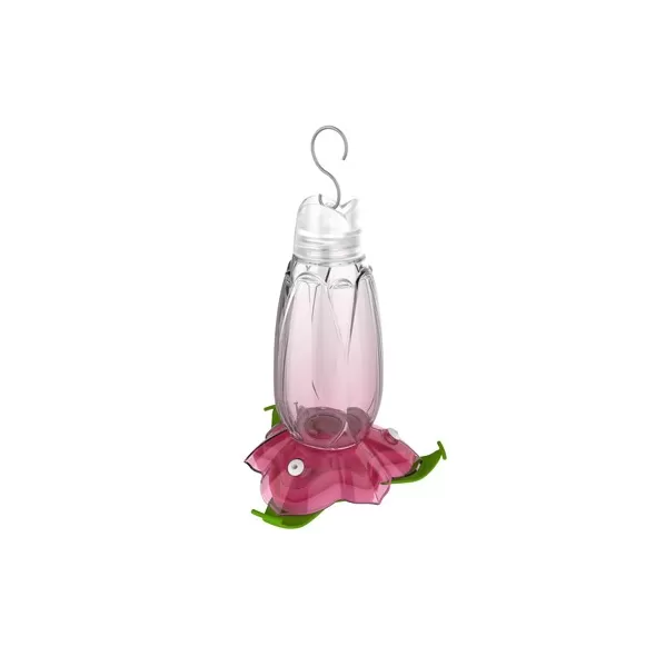 Classic 12oz Glass Floral Hummingbird Feeder Pink