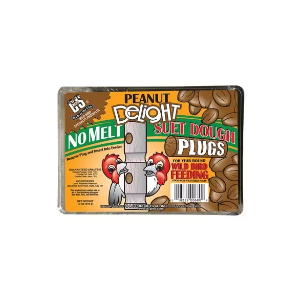 C&S 12oz Peanut Delight No Melt Suet Dough Plugs 4Pk